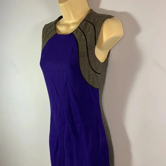Diane von furstenberg size 0 hallie blue gray color block body con sheath dress - Picture 4 of 10